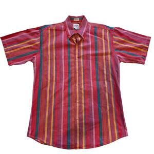 Vintage Chaps Ralph Lauren Striped Shirt Mens Medium Multicolor Short Sleeve